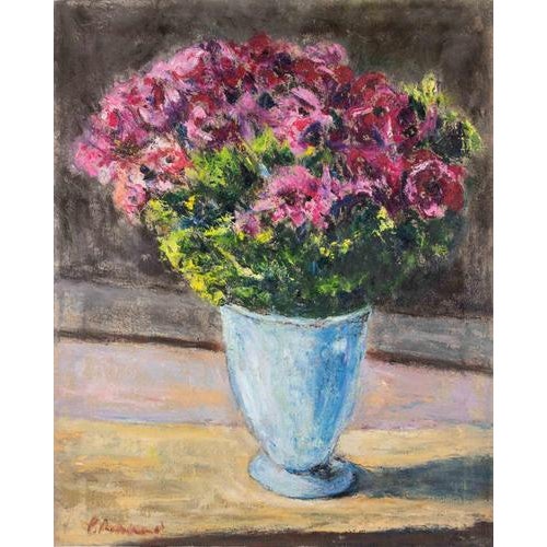 1990s Pino Romanò, Flowers, Oil Painting on Canvas, 1990s For Sale - Image 5 of 5