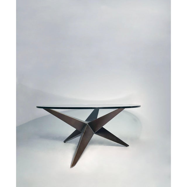 Custom Post Modern Steel Coffee Table in Bronze Finish For Sale - Image 4 of 7