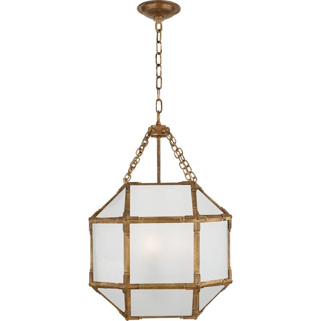 Morris Small Lantern in Gilded Iron with Frosted Glass Designer: Suzanne Kasler Canopy: 4.75" Round Mounting: Chain Shade...