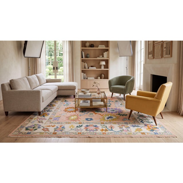 Elevate your space with this exquisite Modern Oushak-style area rug, hand-knotted from high-grade natural wool. Designed...