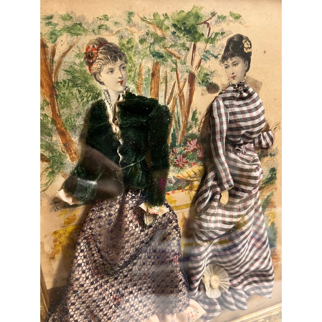 Wood Antique Ladies in Gowns Shadow Box For Sale - Image 7 of 8