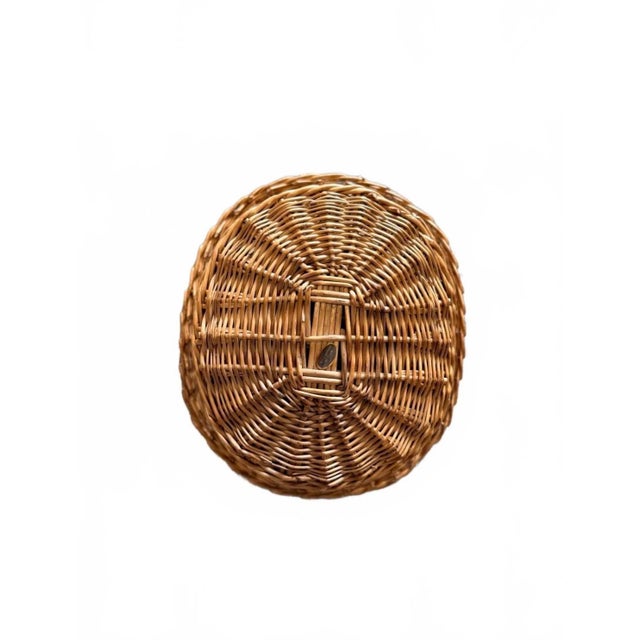 Hollywood Regency Mid-Century Woven Wicker Top Hat Novelty Basket - Made in Yugoslavia For Sale - Image 3 of 6