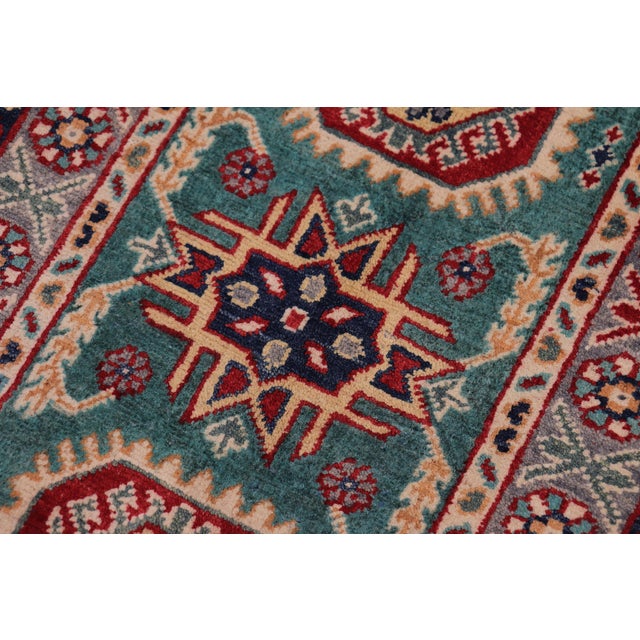 Tribal Tribal Kazak Bohemian Green/Gray Wool Rug - 2'0''x3'0' For Sale - Image 3 of 10