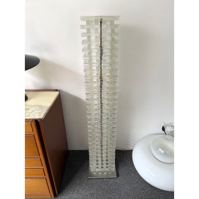 1970s Mid-Century Modern Glass Tower Floor Lamp by Poliarte, Italy, 1970s For Sale - Image 5 of 12