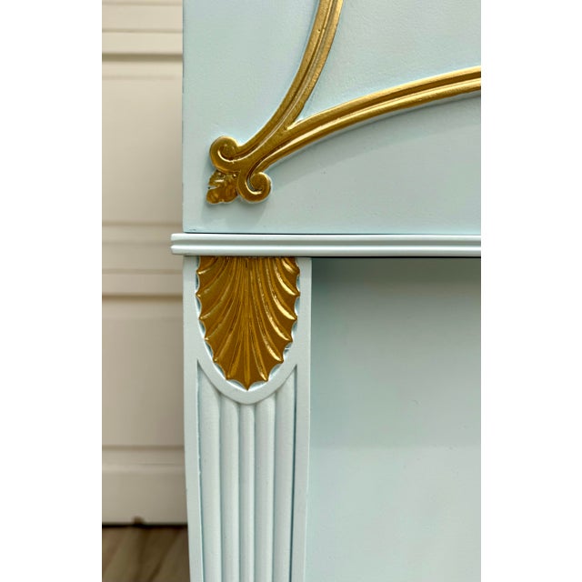 Pair of Antique Neoclassical Pedestal Cabinets in Robin’s Egg Blue With Gilt Trim, Refinished For Sale - Image 10 of 17
