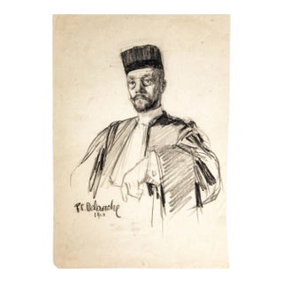 Paul Charles Delaroche, Portrait, Drawing in Pencil, 1910 For Sale