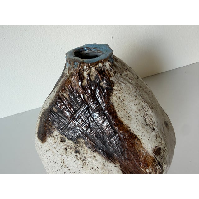 Vintage Organic Studio Art Pottery Ceramic Vase For Sale - Image 10 of 13