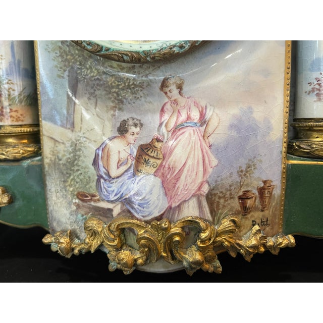 Late 19th Century Antique French Hand Painted Mantle Clock For Sale - Image 4 of 8