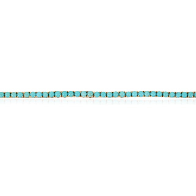 VR Jewels Modern Dainty Turquoise 3.11ct Gemstone Tennis Bracelet in 14k Solid Gold For Sale - Image 4 of 15