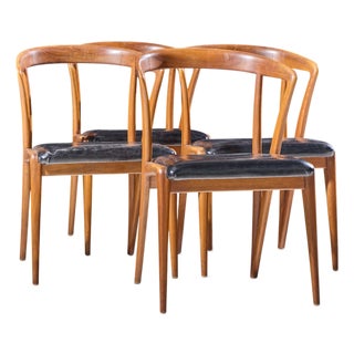 Bertha Schaefer for Singer & Sons Mid Century Italian Walnut Dining Chairs - Set of 4 For Sale