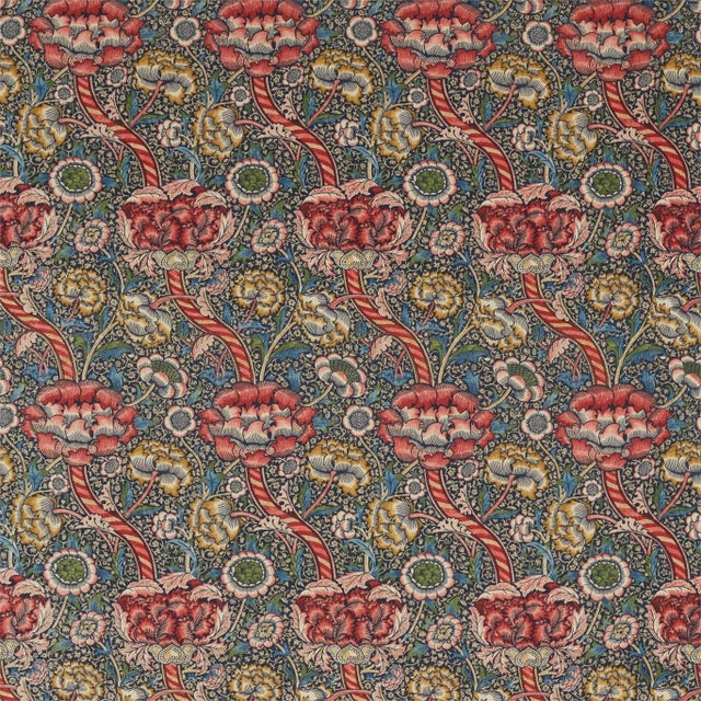Morris & Co Wandle Fabric in Indigo/Carmine - a Sample For Sale