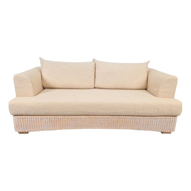 Modern Outdoor Wicker Linen Sofa by DFN SRL for Dolcefarniente Leda, Italy For Sale