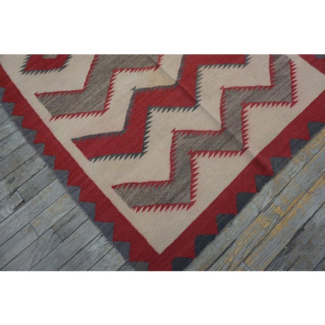 Awesome Ivory Background Color and Tribal Geometric Design Antique American Navajo Flatweave Rug For Sale - Image 9 of 18