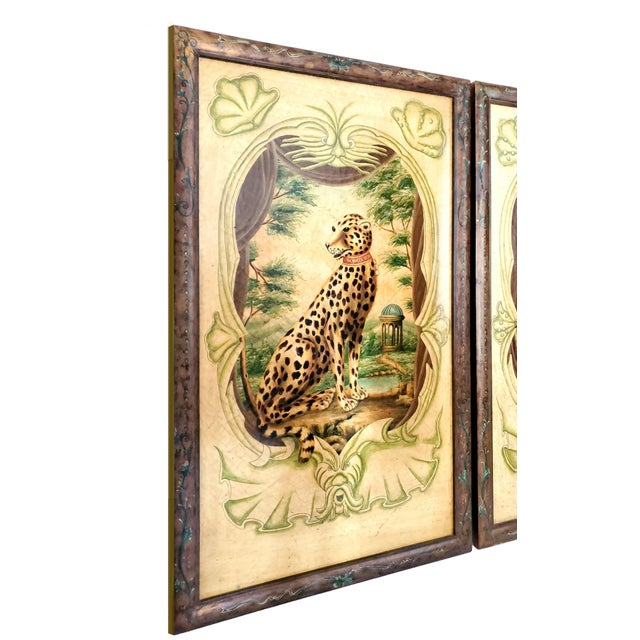 Paintings Leopard & Cheetah - Extra Large Trompe l'Oeil Pair For Sale In Miami - Image 6 of 18