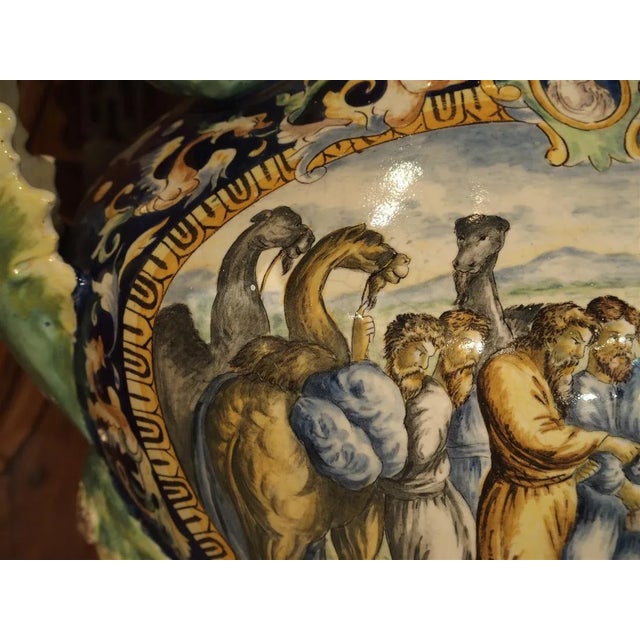 1885 Italian Painted Majolica Urn For Sale - Image 12 of 13