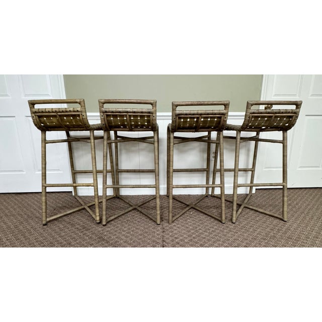2020s Baker / McGuire Steven Volpe Organic Rawhide Crin Bar Stools- Set of 4 For Sale - Image 5 of 12