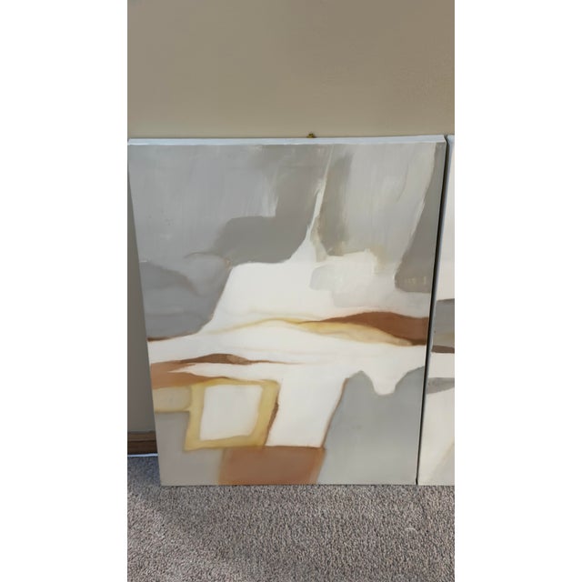 R. Lawson “Interlude” Vintage Abstract Triptych Painting For Sale - Image 4 of 9