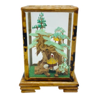 Vintage Bamboo Asian Diorama For Sale