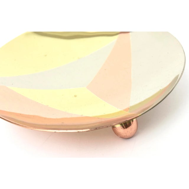 Los Castillo Vintage Three Metal Signed Copper, Brass and Silver-Plate Bowl on 3 Ball Feet Polished For Sale - Image 4 of 10