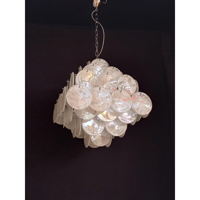 Vintage White Alabaster and Murano Disc Chandelier from Mazzega, Venice, Italy, 1981 For Sale - Image 4 of 9