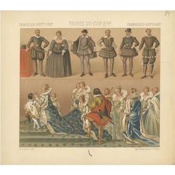 Racinet, French Xvi-Xviith Century Costumes, 1880, Paper For Sale - Image 5 of 5