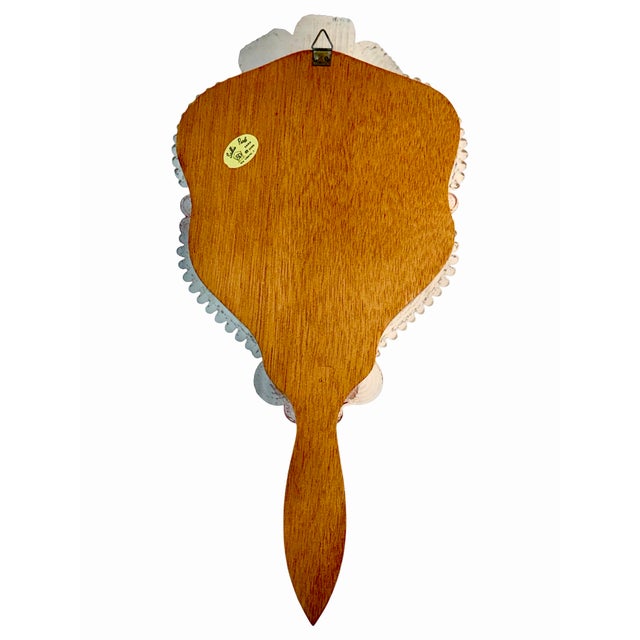 1980s Vetri Murano Art Glass Floral Hand Mirror-Form Wall Mirror For Sale - Image 12 of 12