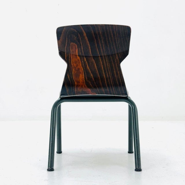 Green Industrial Children's School Chair in Plywood by Galvanitas & Eromes, 1960s For Sale - Image 8 of 11