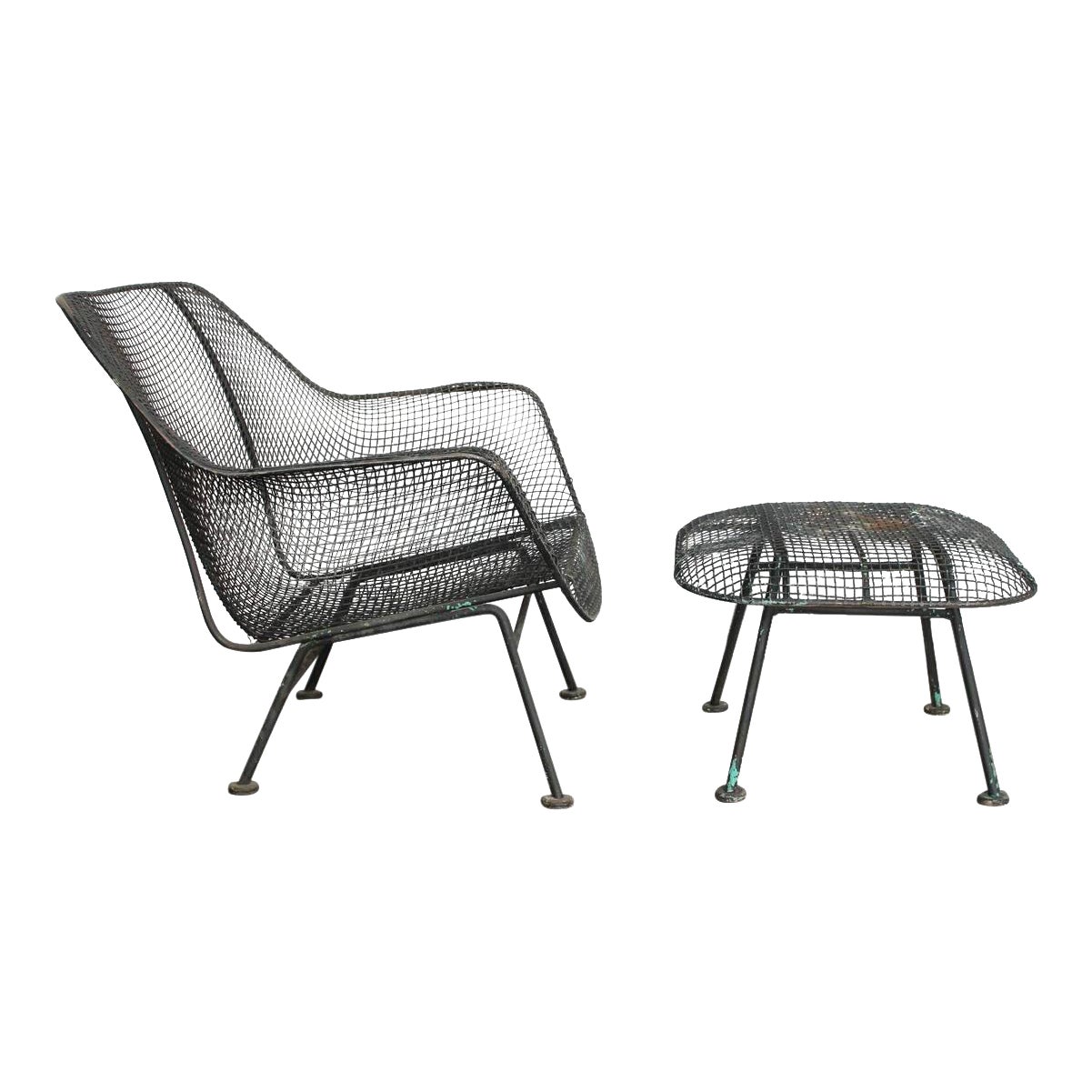 Mid Century Woodard Sculptura Garden Lounge Chair Ottoman A Pair Chairish