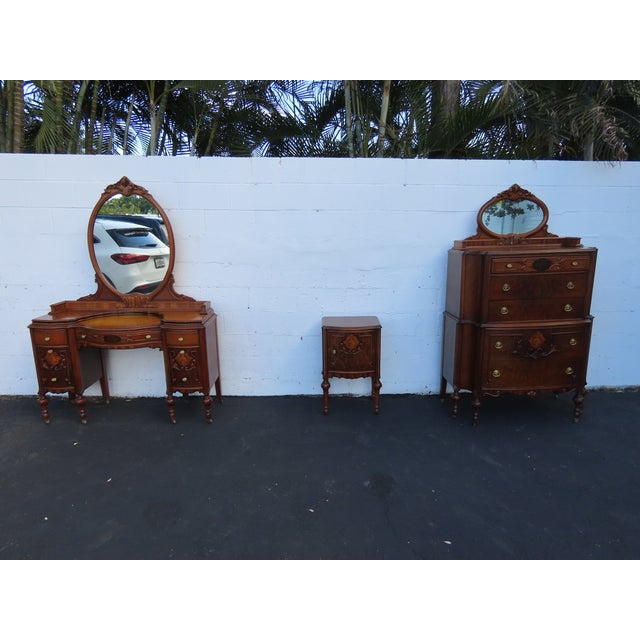 Early 1900s Carved Inlay Vanity Makeup Table 6611 For Sale - Image 18 of 18