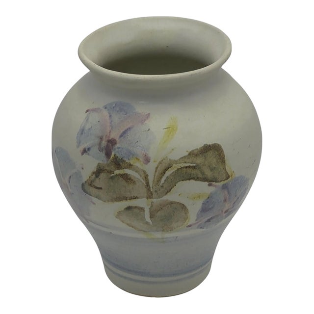 Santa Barbara Hand -Thrown Pottery Morning Glory Floral Vase Marked For Sale