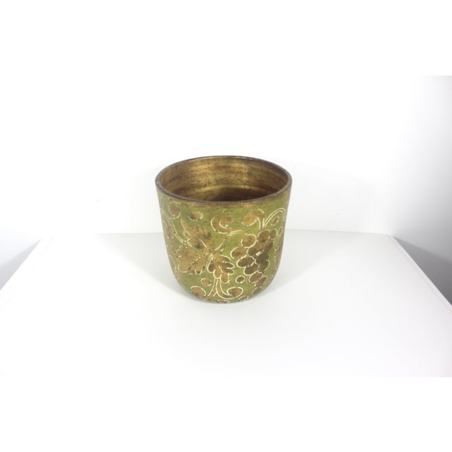 Vintage Italian Florentine Gilded Terracotta Planter Cachepot For Sale - Image 4 of 12