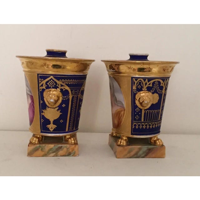Early 19th Century French Empire Porcelain Flower Vases - A Pair For Sale In New York - Image 6 of 11