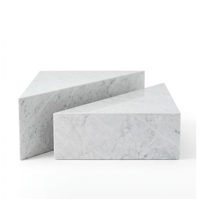 Not Yet Made - Made To Order Triangular Tables in Carrara White by Andrea Grasso, Set of 2 For Sale - Image 5 of 5