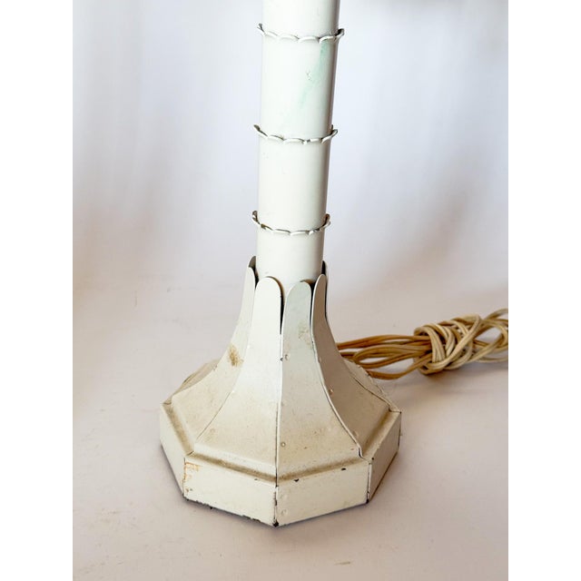 White Vintage Hollywood Regency Italian Palm Tree Tole Lamps, a Pair For Sale - Image 8 of 16