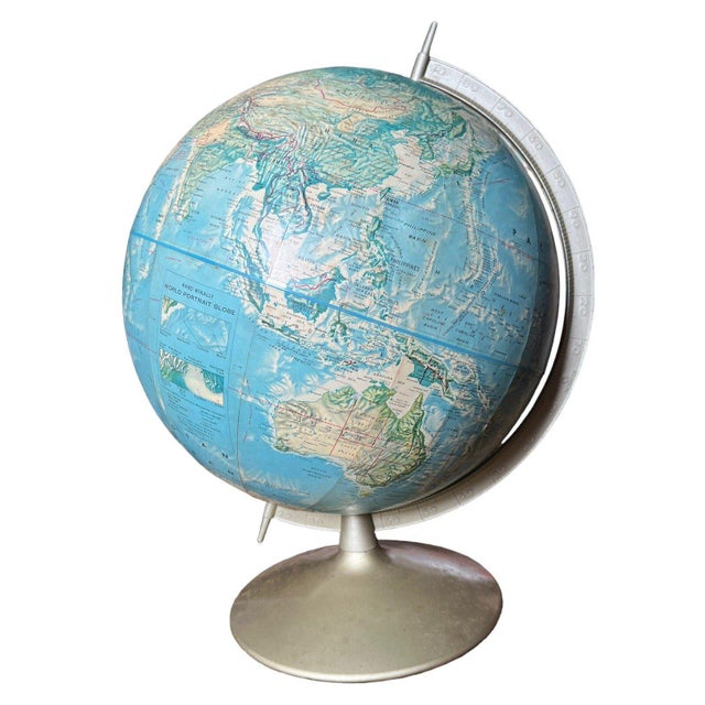 Mid-Century Modern VTG Rand McNally 17" Topographical Globe With Metal Base - Soviet Union For Sale - Image 3 of 14