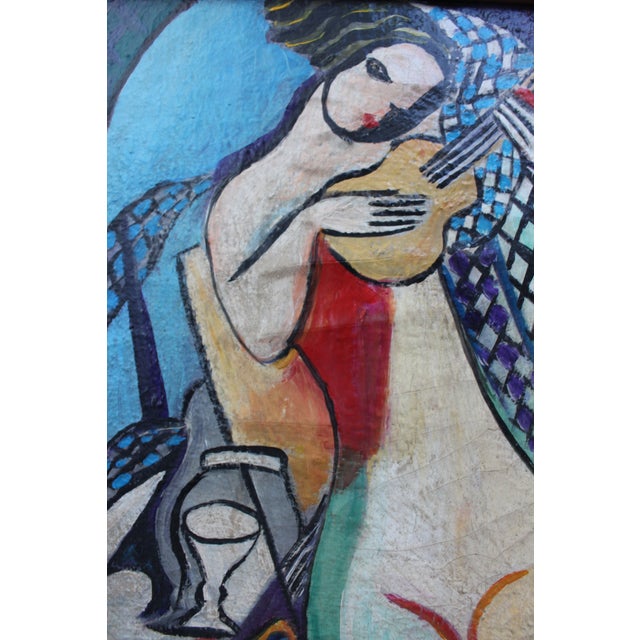 Turquoise 1930s Modernist Hungarian Style Oil Painting Nude Female Homage to Béla Kádár Framed For Sale - Image 8 of 8
