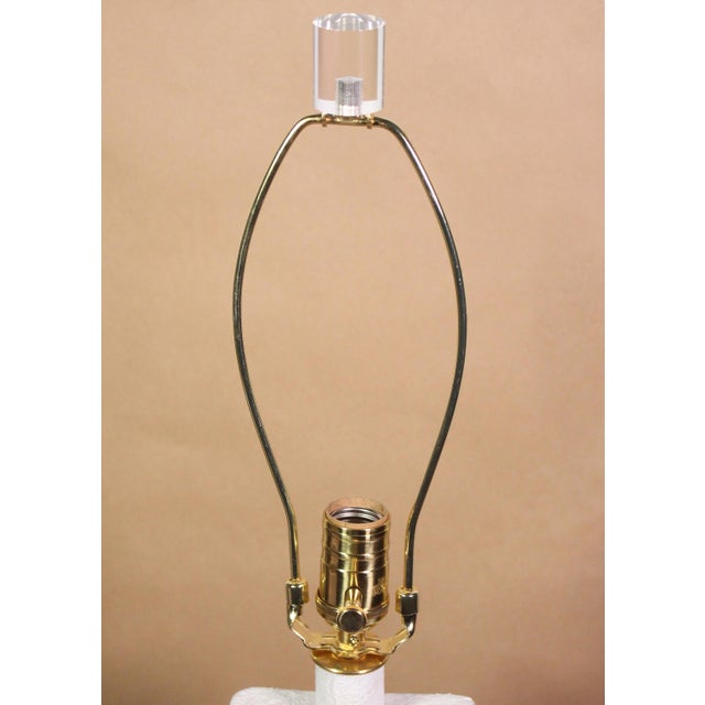 Metal 70's Plaster Ziggurat Lamp With Lucite Finial For Sale - Image 7 of 10