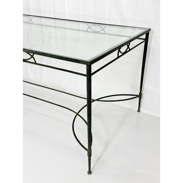 Metal 1970s Mario Papperzini for Salterini Wrought Iron Patio Dining Table With Glass Top For Sale - Image 7 of 18