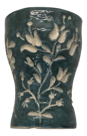Vintage Blue Handmade Pottery Vase