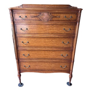 1930’s John Widdicomb Satinwood Highboy Dresser For Sale
