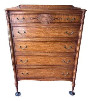1930’s John Widdicomb Satinwood Highboy Dresser