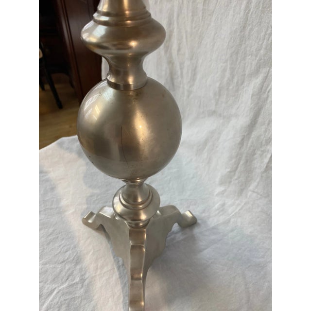 Maitland - Smith Vintage Maitland Smith Brass With Silver Finish Candle Holder For Sale - Image 4 of 6