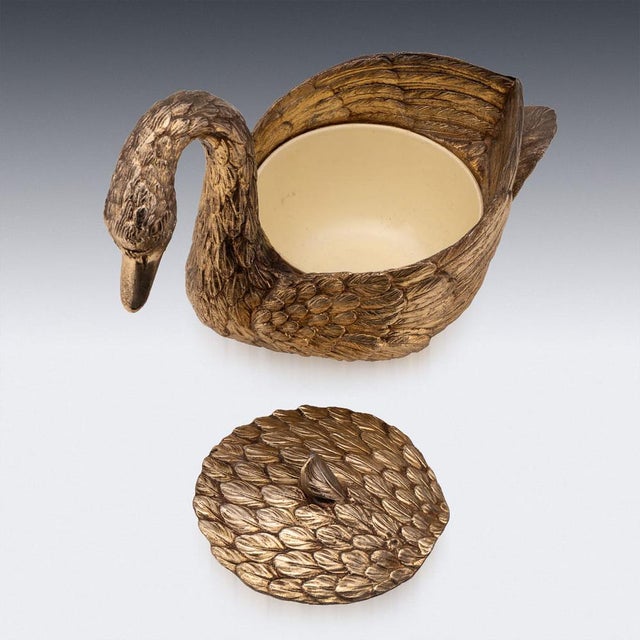 Vintage Gilded Swan Ice Bucket by Mauro Manetti, Italy, 1960s For Sale - Image 4 of 18