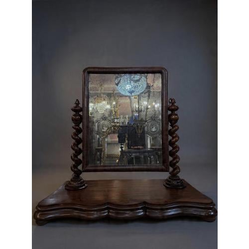 Antique Victorian Flamed Mahogany Barley Twist Dressing Table Mirror For Sale - Image 5 of 5