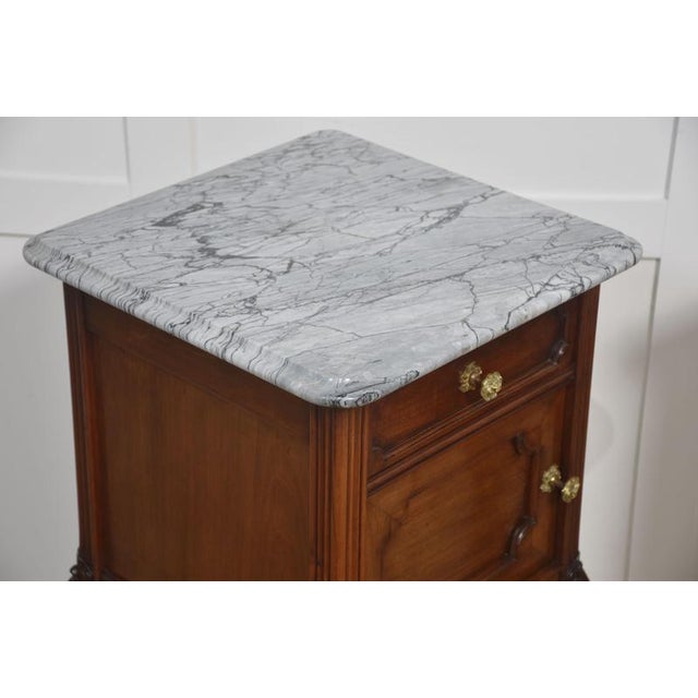 Walnut Bedside Cabinets with Marble Tops, 1890s, Set of 2 For Sale - Image 5 of 12