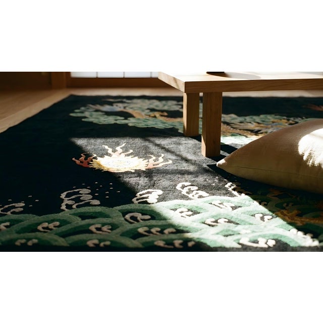 Magnificent Black Background With Dragons & Flaming Pearls Antique Chinese Art Deco Rug by Nichols Workshop For Sale - Image 12 of 12
