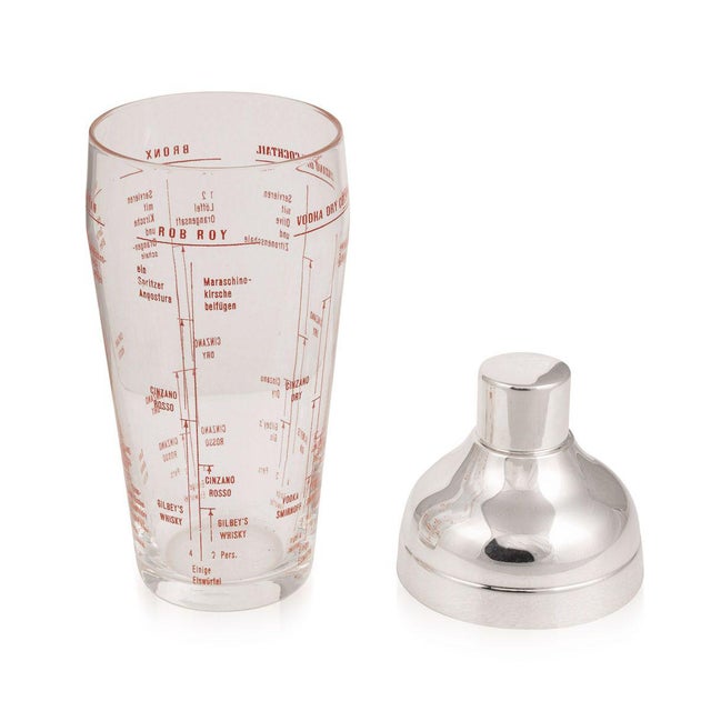 American Glass and Silver-Plated Recipe Cocktail Shaker, 1950s For Sale - Image 6 of 11