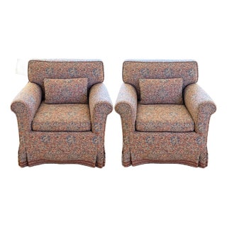 Pair of Swivel Chairs in Vintage Ralph Lauren Block Print For Sale