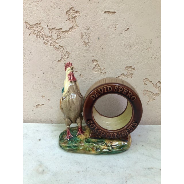 Unusual Majolica rooster frame George Dreyfus Circa 1890. Made for advertising.