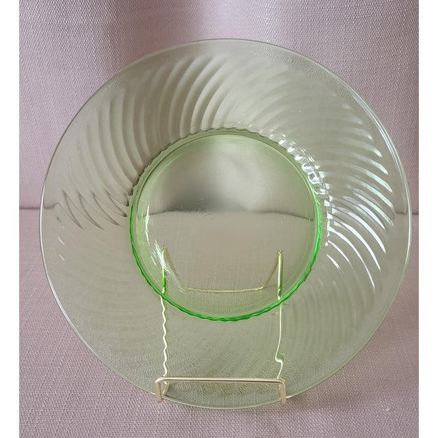 Transparent Green Uranium Glass Salad Plates Set of 6 Early 20th Century For Sale - Image 12 of 18